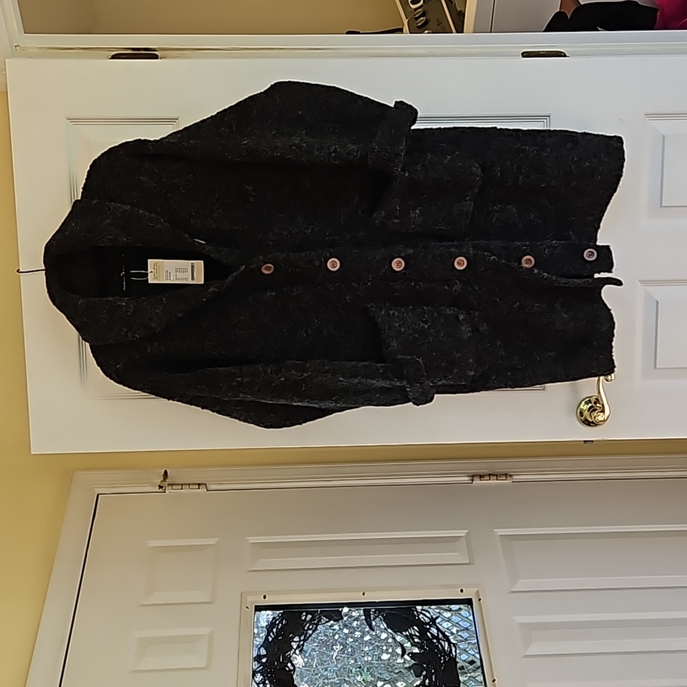 Gudrun Sjoden Dark Grey Wool Sweater Coat size L